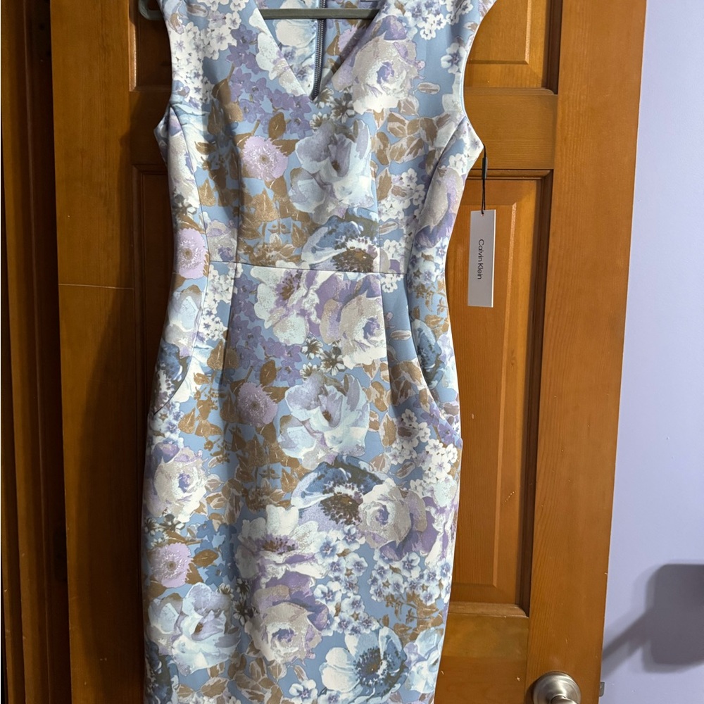 Floral Sleeveless Dress - Blue and Purple